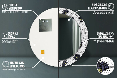 Bedrukte ronde spiegel Lineaire bloemencompositie