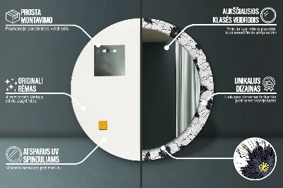 Bedrukte ronde spiegel Lineaire bloemencompositie