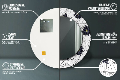 Bedrukte ronde spiegel Lineaire bloemencompositie