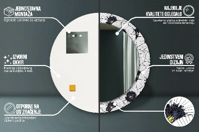 Bedrukte ronde spiegel Lineaire bloemencompositie