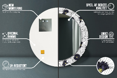 Bedrukte ronde spiegel Lineaire bloemencompositie