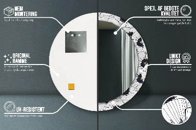 Bedrukte ronde spiegel Lineaire bloemencompositie