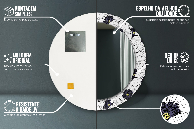 Bedrukte ronde spiegel Lineaire bloemencompositie