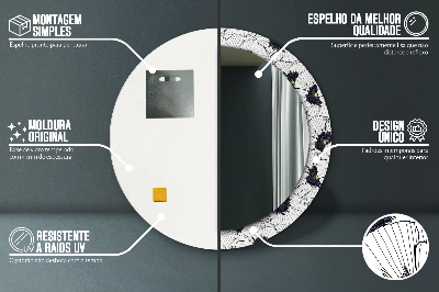 Bedrukte ronde spiegel Lineaire bloemencompositie