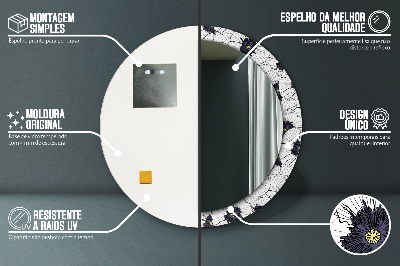 Bedrukte ronde spiegel Lineaire bloemencompositie