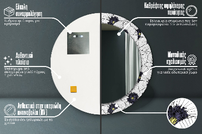 Bedrukte ronde spiegel Lineaire bloemencompositie