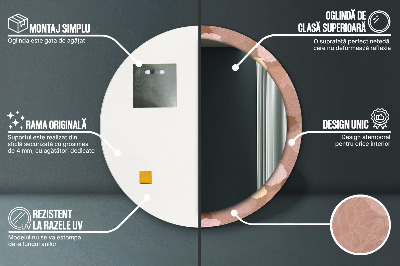 Bedrukte ronde spiegel Rozencompositie