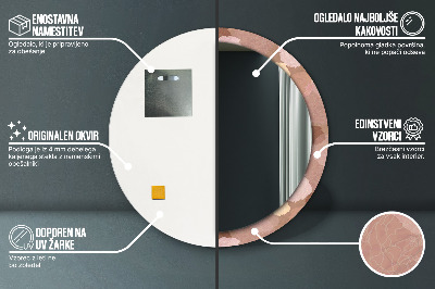 Bedrukte ronde spiegel Rozencompositie