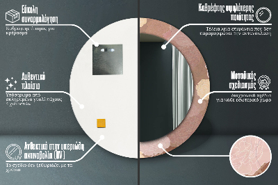 Bedrukte ronde spiegel Rozencompositie