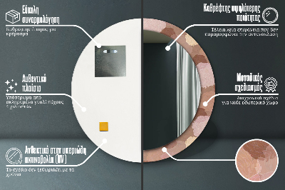 Bedrukte ronde spiegel Rozencompositie