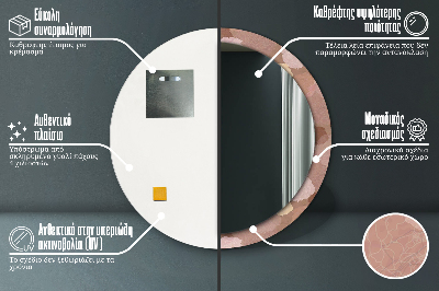 Bedrukte ronde spiegel Rozencompositie