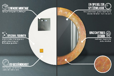 Ronde spiegel lijst met print Spiraal abstractie