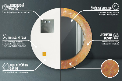 Ronde spiegel lijst met print Spiraal abstractie