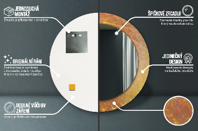 Ronde spiegel lijst met print Spiraal abstractie