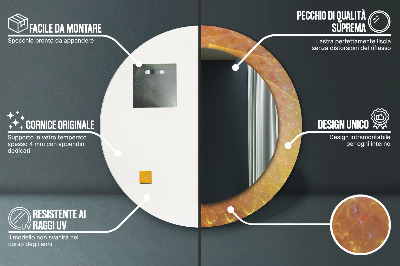 Ronde spiegel lijst met print Spiraal abstractie