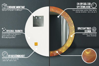 Ronde spiegel lijst met print Spiraal abstractie