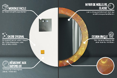 Ronde spiegel lijst met print Spiraal abstractie