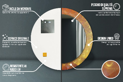 Ronde spiegel lijst met print Spiraal abstractie