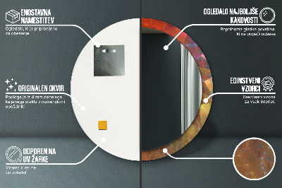 Ronde spiegel lijst met print Spiraal abstractie