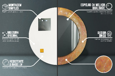 Ronde spiegel lijst met print Spiraal abstractie