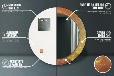 Ronde spiegel lijst met print Spiraal abstractie