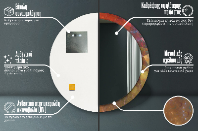 Ronde spiegel lijst met print Spiraal abstractie