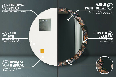 Ronde spiegel met bedrukte lijst Donkere tropische bladeren