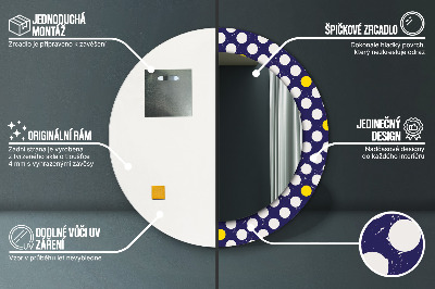 Ronde spiegel lijst met print Retro -stippen