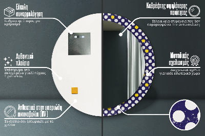 Ronde spiegel lijst met print Retro -stippen