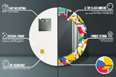 Bedrukte ronde spiegel Geometrische tropische vogels