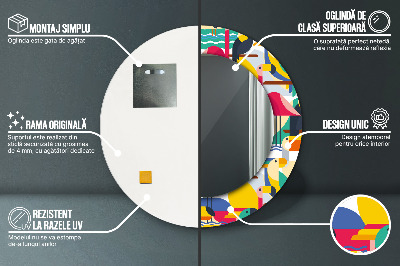 Bedrukte ronde spiegel Geometrische tropische vogels