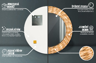 Bedrukte ronde spiegel Riettextuur