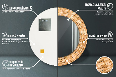 Bedrukte ronde spiegel Riettextuur