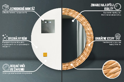 Bedrukte ronde spiegel Riettextuur