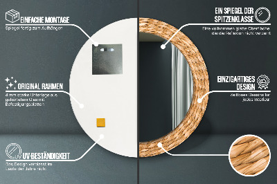 Bedrukte ronde spiegel Riettextuur