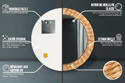 Bedrukte ronde spiegel Riettextuur