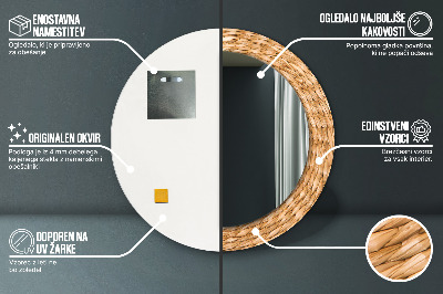 Bedrukte ronde spiegel Riettextuur