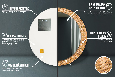 Bedrukte ronde spiegel Riettextuur