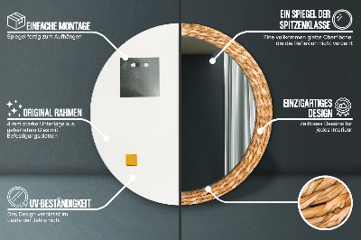 Bedrukte ronde spiegel Riettextuur