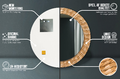 Bedrukte ronde spiegel Riettextuur