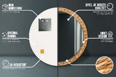 Bedrukte ronde spiegel Riettextuur