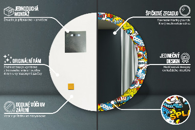 Bedrukte ronde spiegel Komisch stijlpatroon
