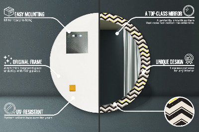 Bedrukte ronde spiegel Zigzagpatroon