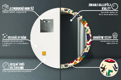 Bedrukte ronde spiegel Pop -kunststijl