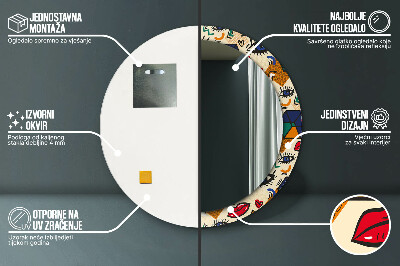 Bedrukte ronde spiegel Pop -kunststijl