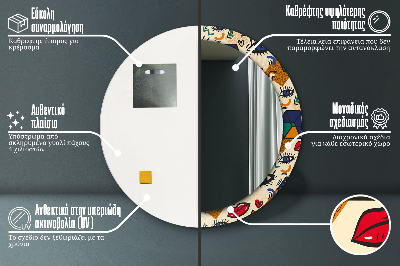 Bedrukte ronde spiegel Pop -kunststijl