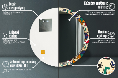 Bedrukte ronde spiegel Pop -kunststijl