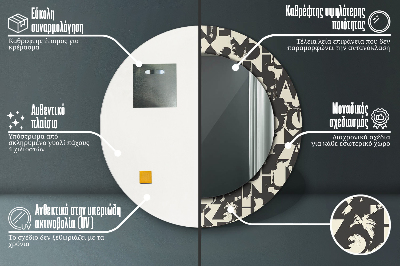 Bedrukte ronde spiegel Abstracte typografie