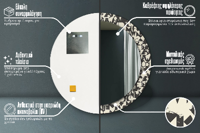 Bedrukte ronde spiegel Abstracte typografie