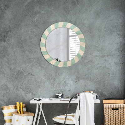 Ronde spiegel lijst met print Retro pastel patroon